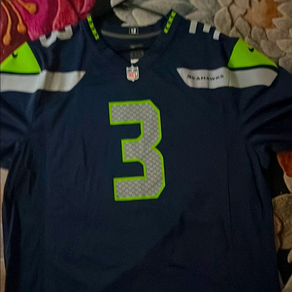 Seattle Seahawks Navy and Lime Green Jersey
